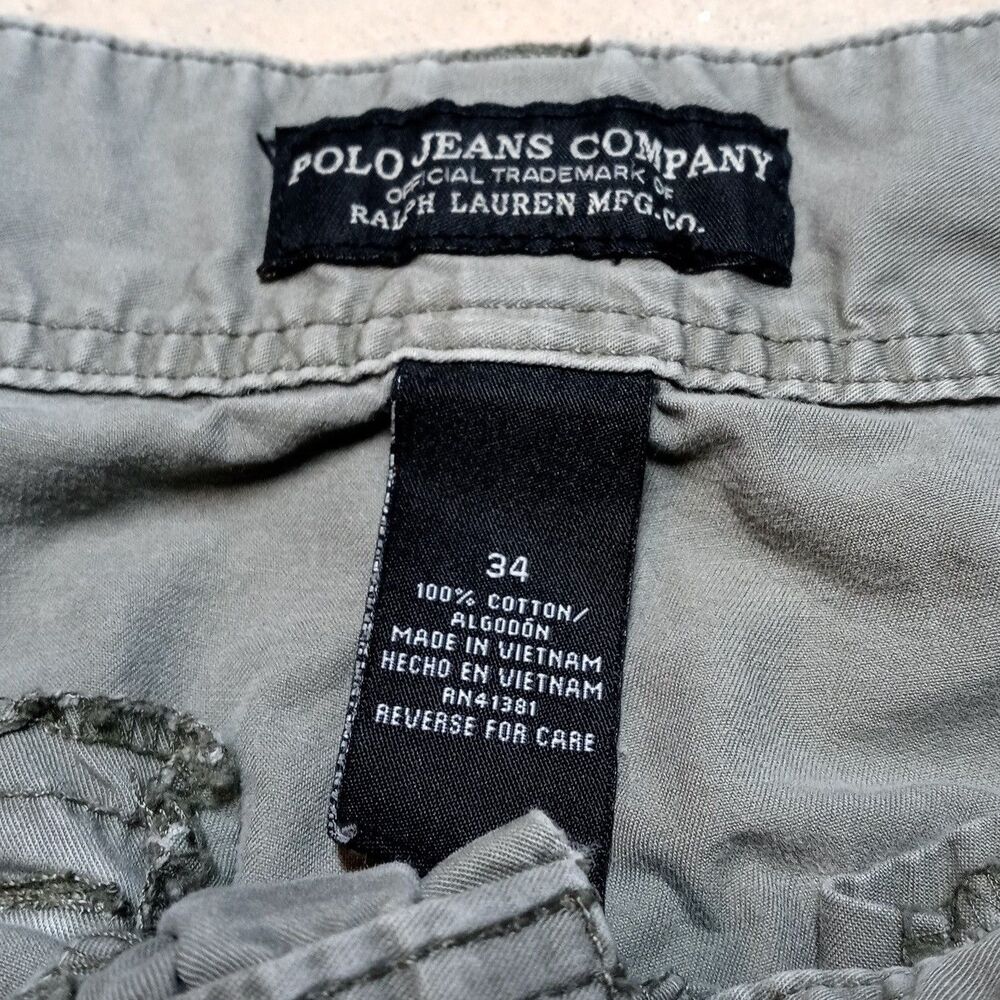 Vintage Polo Ralph Lauren Military Surplus Distressed Cargo Shorts Size 34 - Picture 8 of 11